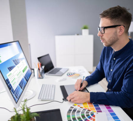Close-up Of A Designer's Hand Editing Photo On Computer In Office